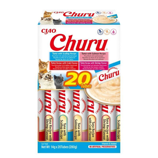 Churu Variedades de atum com marisco Snack cremoso para gatos 20x14 g