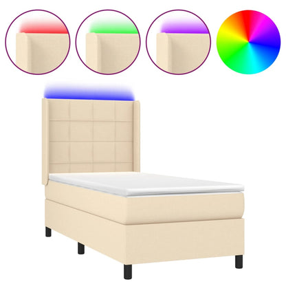 Cama Vica Home Colchón Y Luces Led Tela Crema 80x200 Cm / Vetonek_1