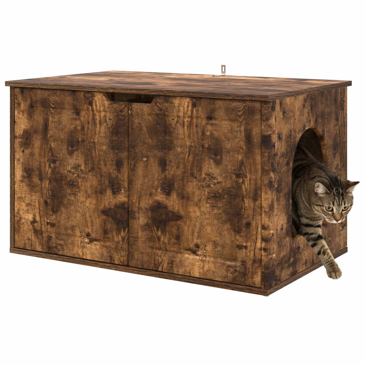 Casa Para Gatos Roble Ahumado 85 X 55 X 50,5 Cm_2