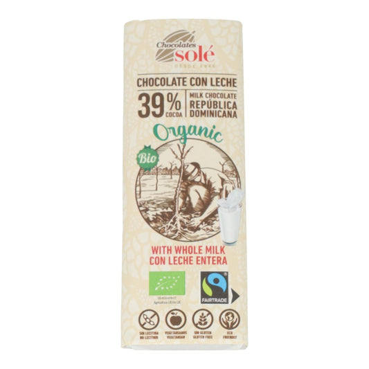 Barra de Chocolate de Leite Orgânico Solé 25g
