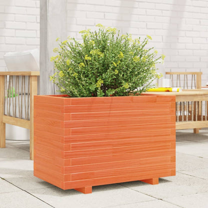 Jardinera Madera Maciza De Pino Marrón Cera 70x40x49,5 Cm_2