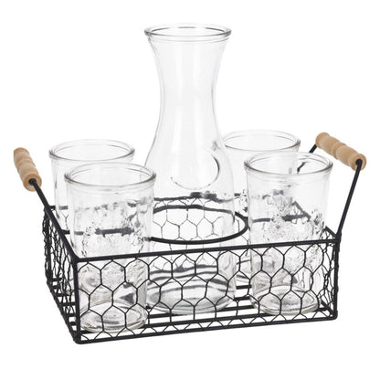Well Home Juego De 4 Vasos De 450ml + Jarra De 1l En Vidrio_0