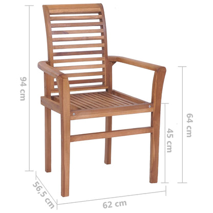 Vidaxl Sillas De Comedor 6 Uds Madera Maciza Teca Y Cojines Rojo Tinto_2