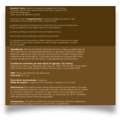 Hepatocol VECOS (90 Cápsulas) | Control de hígado graso | Metabolismo de las grasas | Colina + Betaína_4