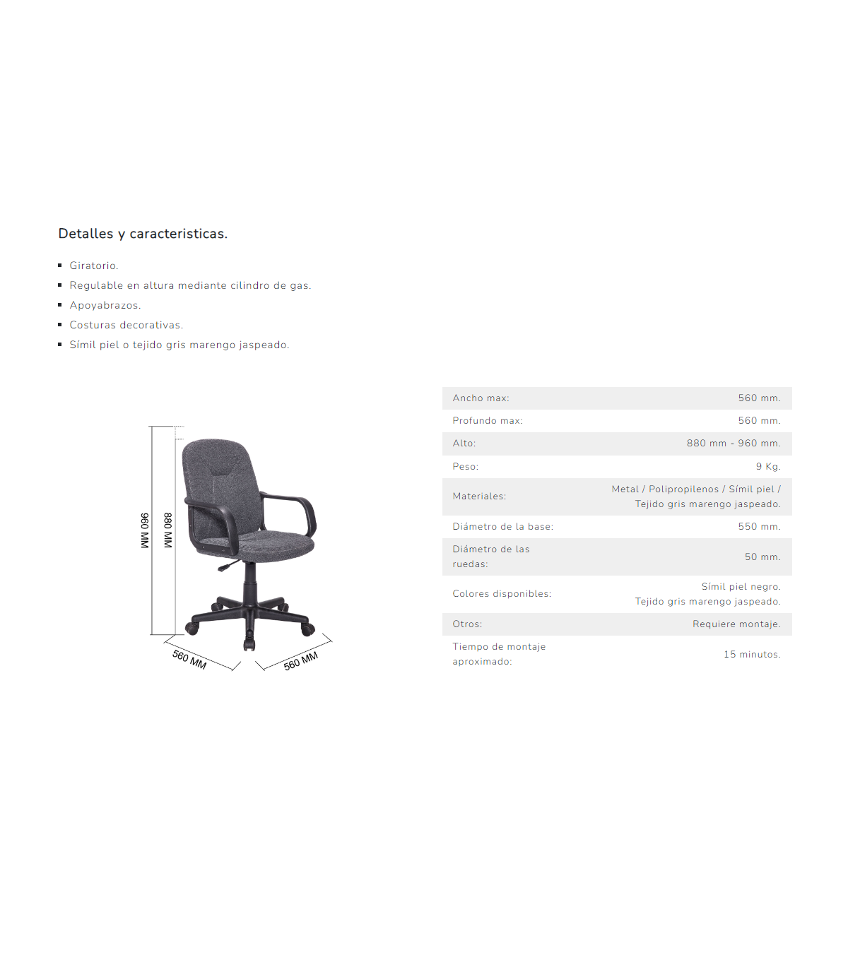 Sillon Giratorio Genesis En Simil Piel Negro, 100-110 Cm(alto)62 Cm(ancho)62 Cm(largo)_4