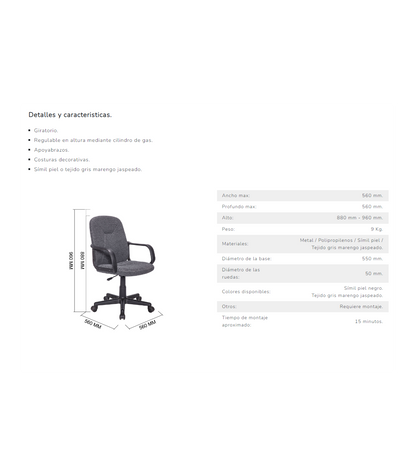 Sillon Giratorio Genesis En Simil Piel Negro, 100-110 Cm(alto)62 Cm(ancho)62 Cm(largo)_4