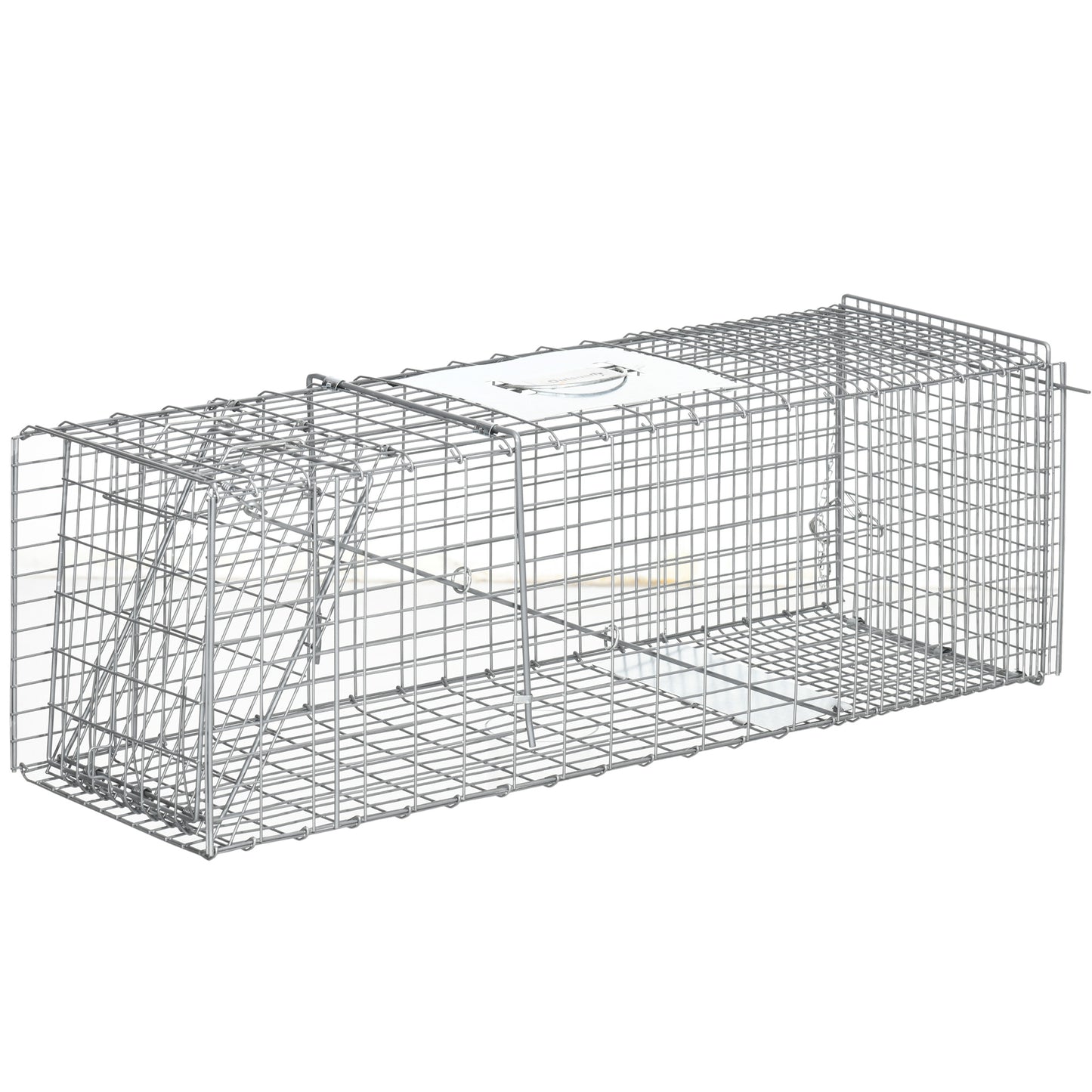 Outsunny Trampa Para Animales Vivos Plegable 93x31x34,5cm Con Puerta Y Asa Plata_0