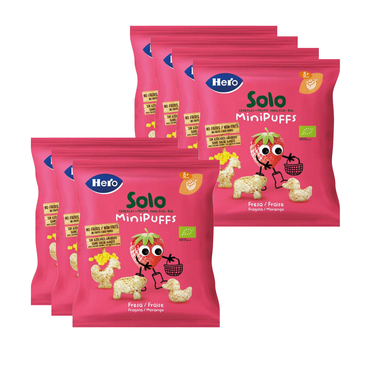 Pack de 7x Eco Morango Snacks 18 g - Hero Solo