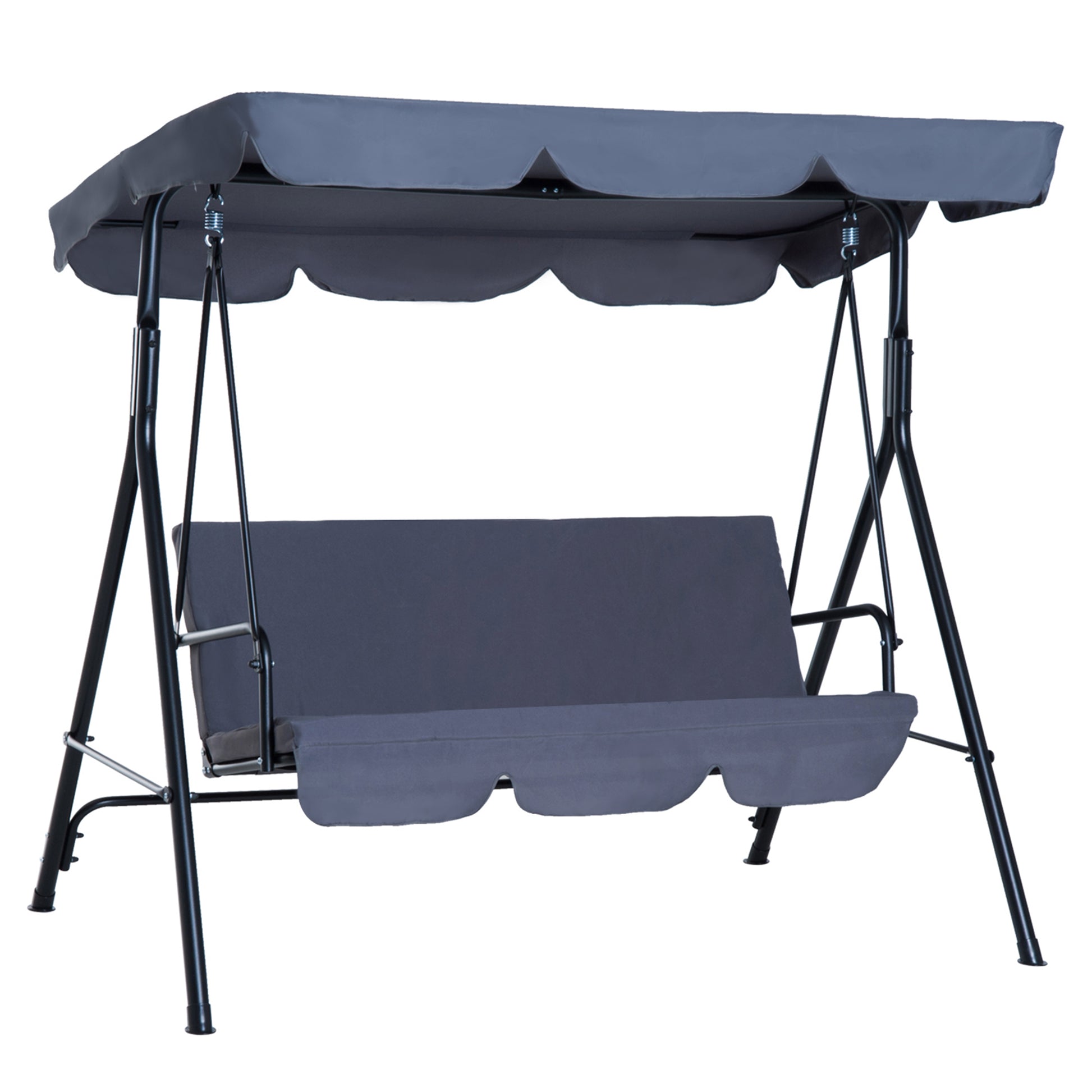 Outsunny Columpio De Jardín De 3 Plazas Con Techo Ajustable Acero 172x110x153 Cm_0