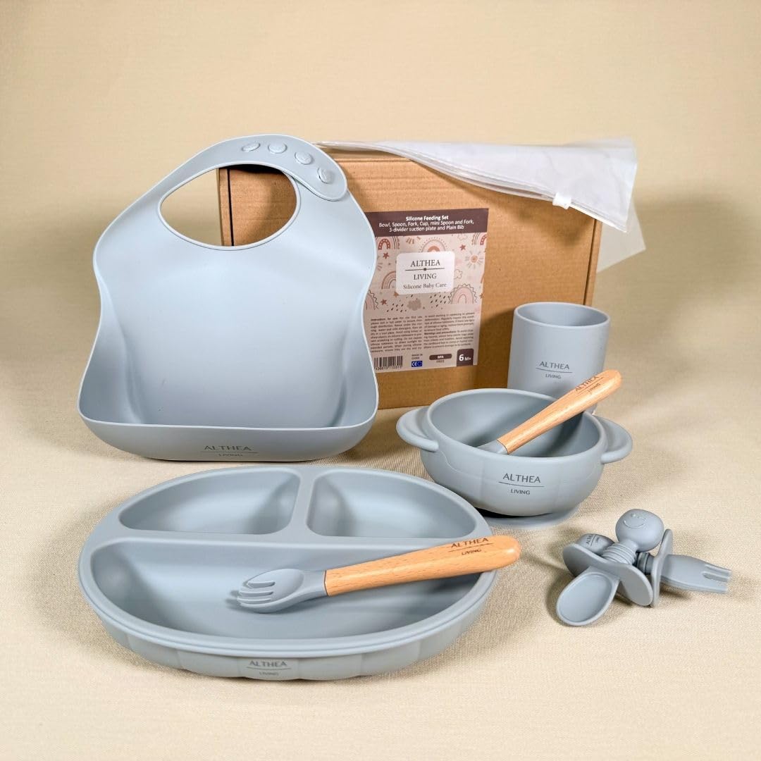 Vajilla De Silicona Orgánica - 8 Piezas - Gris Perla._4