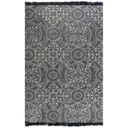 Vidaxl Alfombra De Algodón Kilim 120x180 Cm Estampado Gris_0