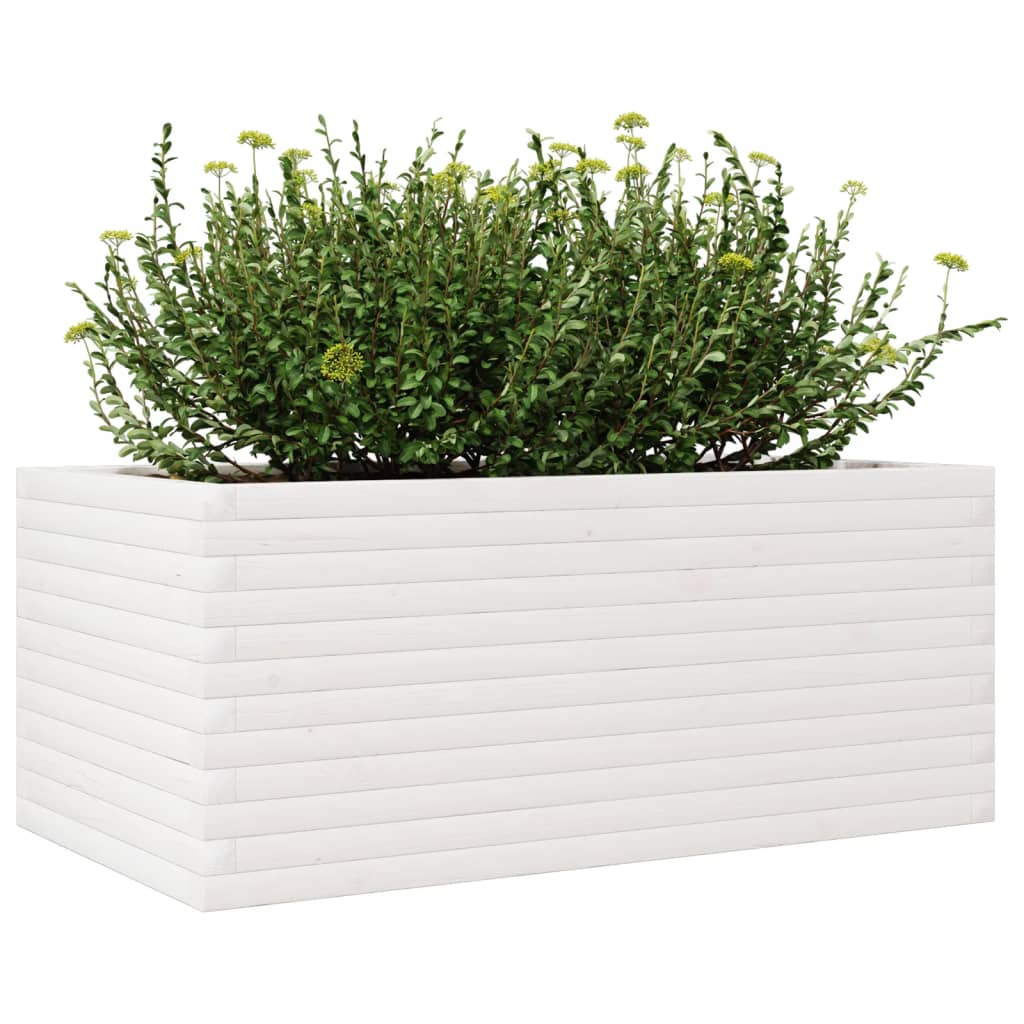 Jardinera De Madera Maciza De Pino Blanco 110x60x46 Cm_3