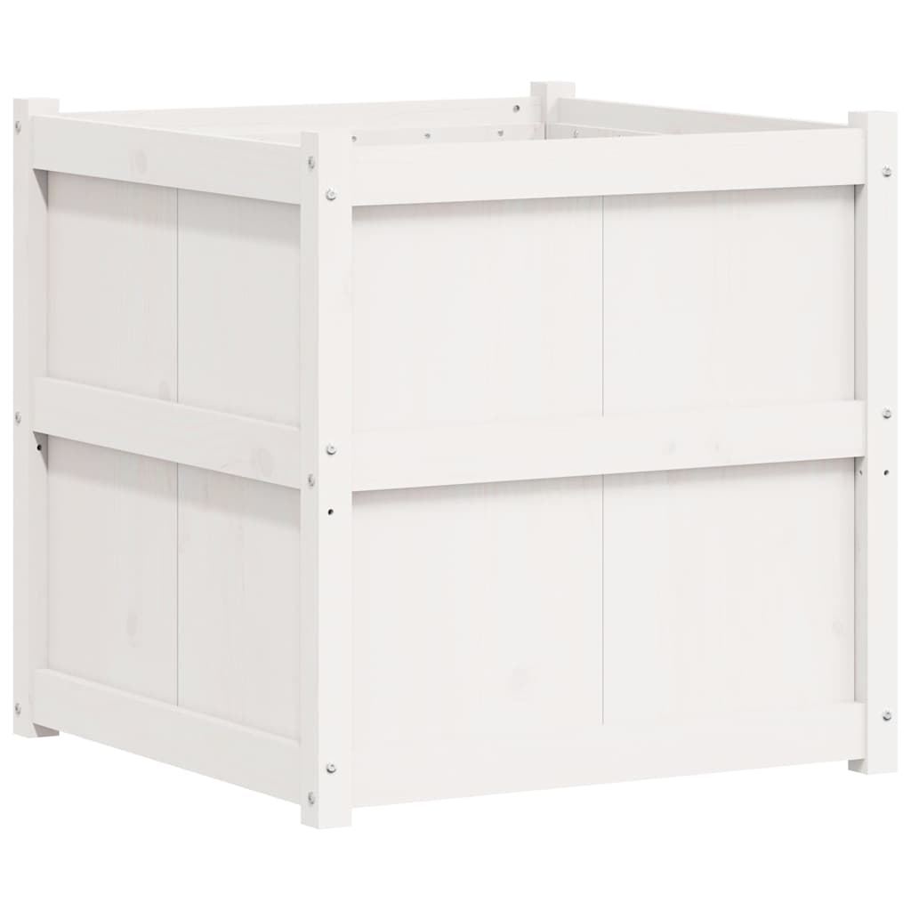 Jardinera De Madera Maciza De Pino Blanca 70x70x70 Cm_0