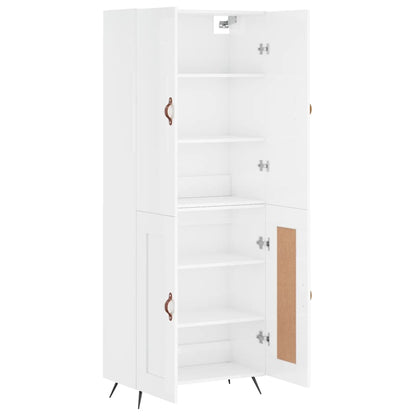 Aparador Alto Madera Contrachapada Blanco Brillo 69,5x34x180 Cm_3