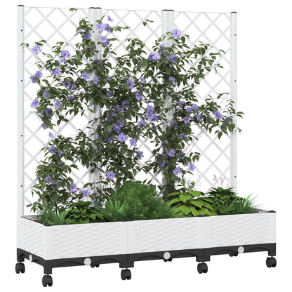 Jardinera Con Enrejado Y Ruedas Blanco 120 X 40 X 131,5 Cm Pp_2