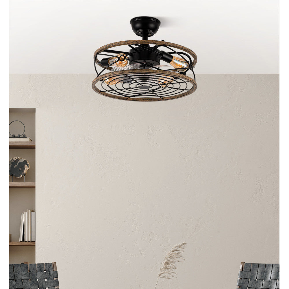 Ventilador Dc 4xe27 Arcadia Negro 8 Aspas Transparentes 31/40x50x50cm 6 Velocidades C/remoto Y Temporizador_1