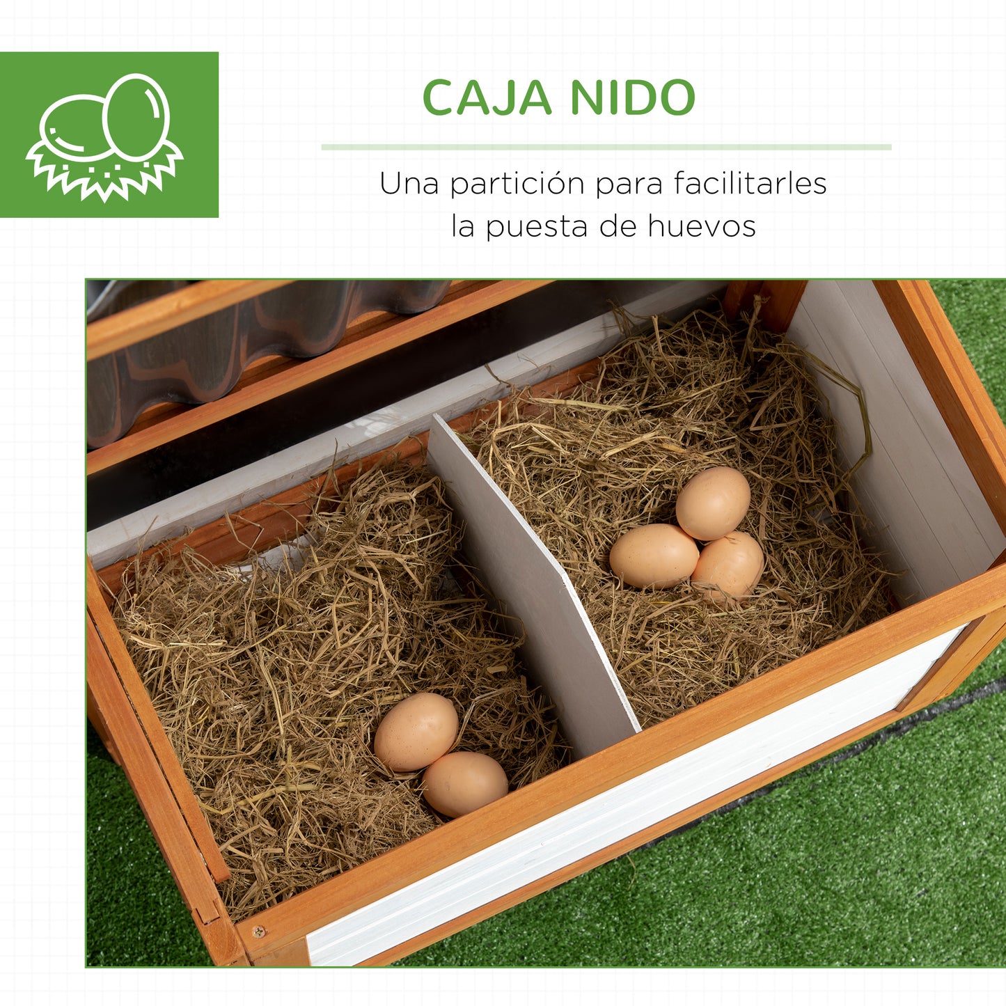 Pawhut Gallinero De Madera Para Exterior 181x79,5x117,5 Cm Con Corral De Metal_5