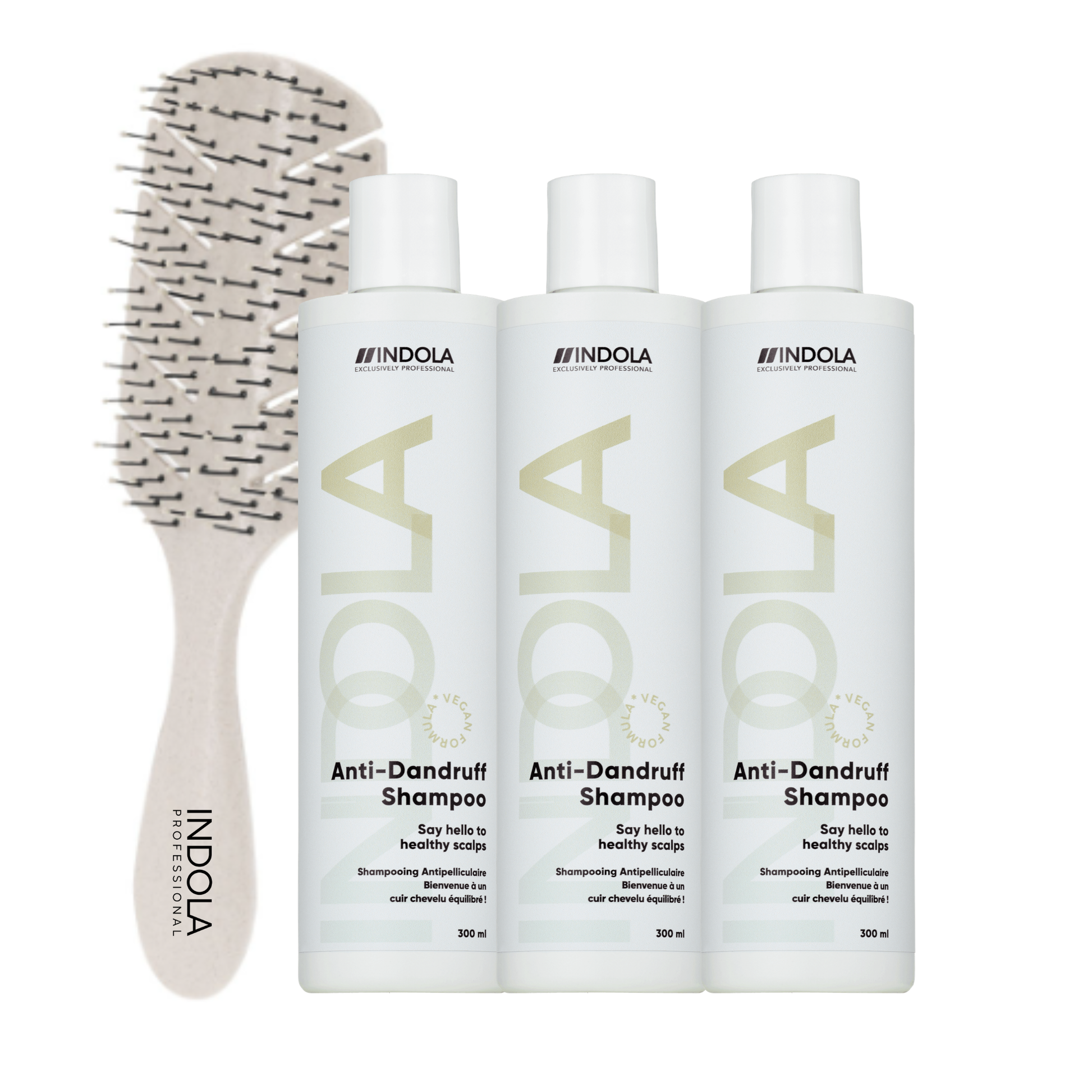 Indola Champú Anticaspa Pack 3 X 300 Ml + Peine Regalo | Elimina Caspa_0