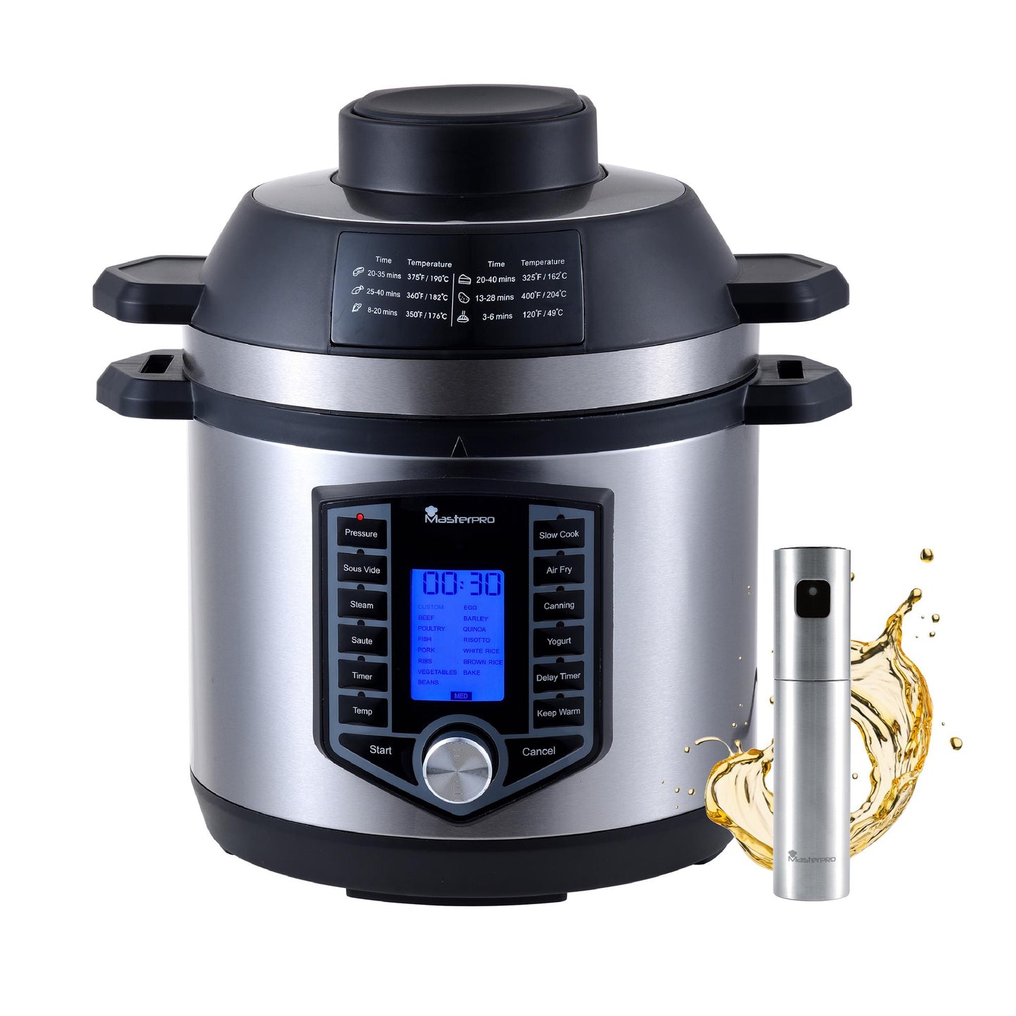 Kit De Freidora De Aire Con Olla A Presión De 1500w De 6l + Spray Pulverizador De Aceite Masterpro_0