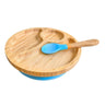 Conjunto De Refeição Em Bambu Natural Para Bebé Com Ventosa Antiderrapante 2 Peças Althea Living Azul Capri