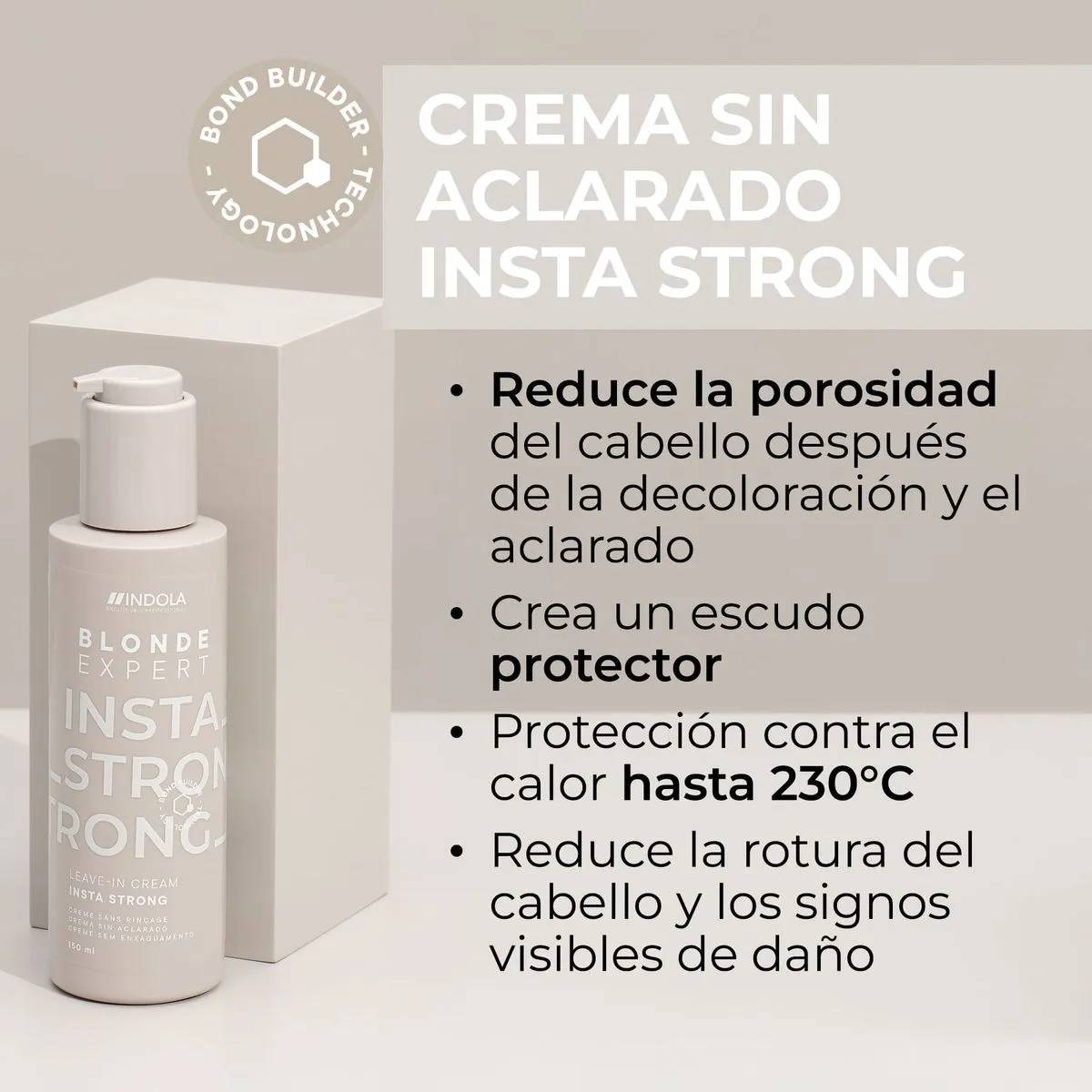 Indola Instastrong Crema Reparadora Sin Aclarado Profesional Para Cabello Rubio 145ml_3