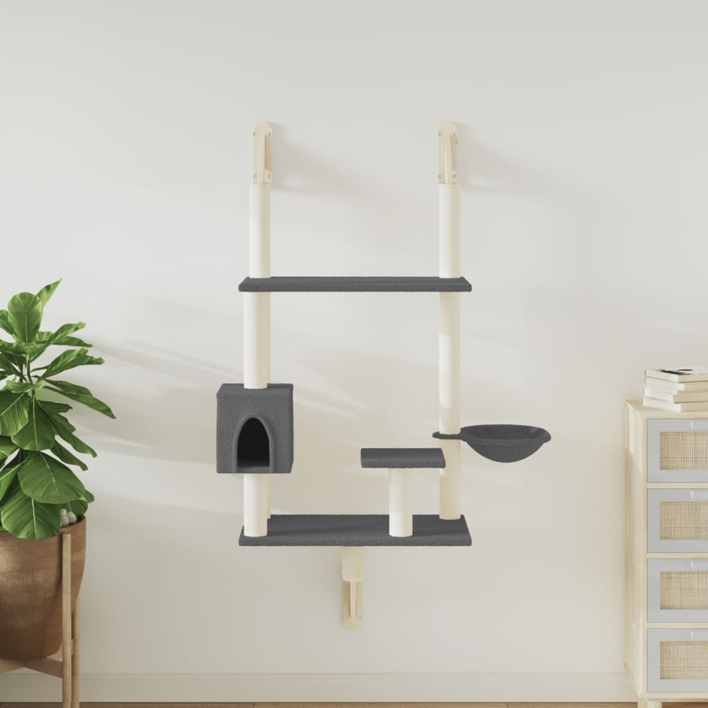 Árbol Rascador Para Gatos De Pared Gris Oscuro 153 Cm_1