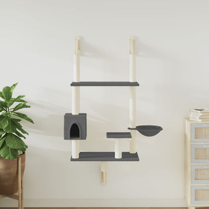 Árbol Rascador Para Gatos De Pared Gris Oscuro 153 Cm_1