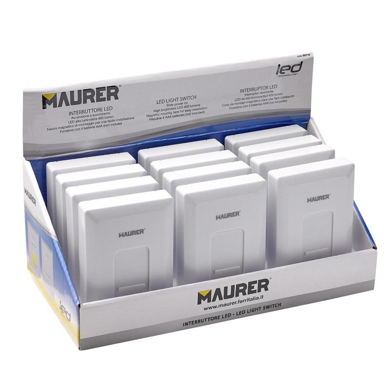 Linterna / Luces Led Para Pared / Armario Tipo Interruptor A Pilas (4 Aaaa)	400 Lumenes (fijación Mediante Pegatina O Iman)