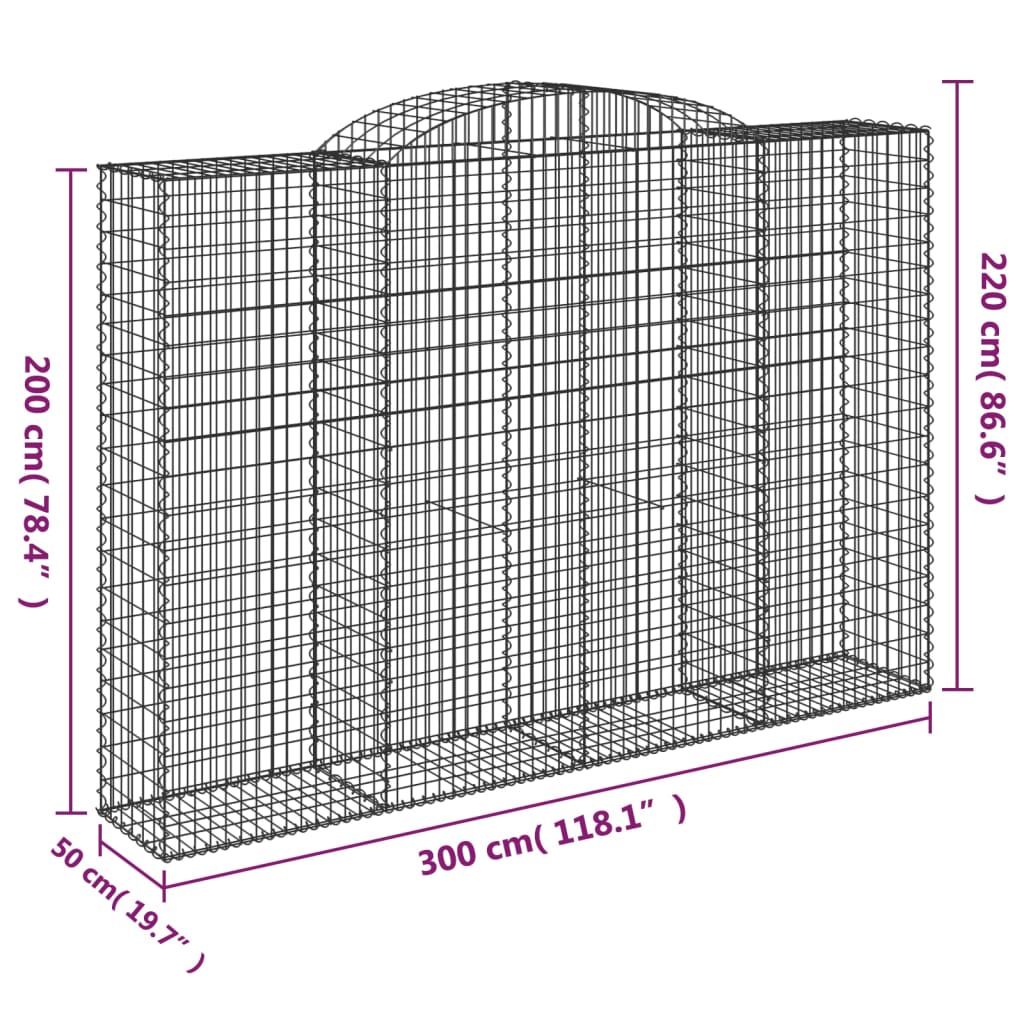 Cestas De Gaviones 6 Uds Forma De Arco Hierro 300x50x200/220 Cm_5