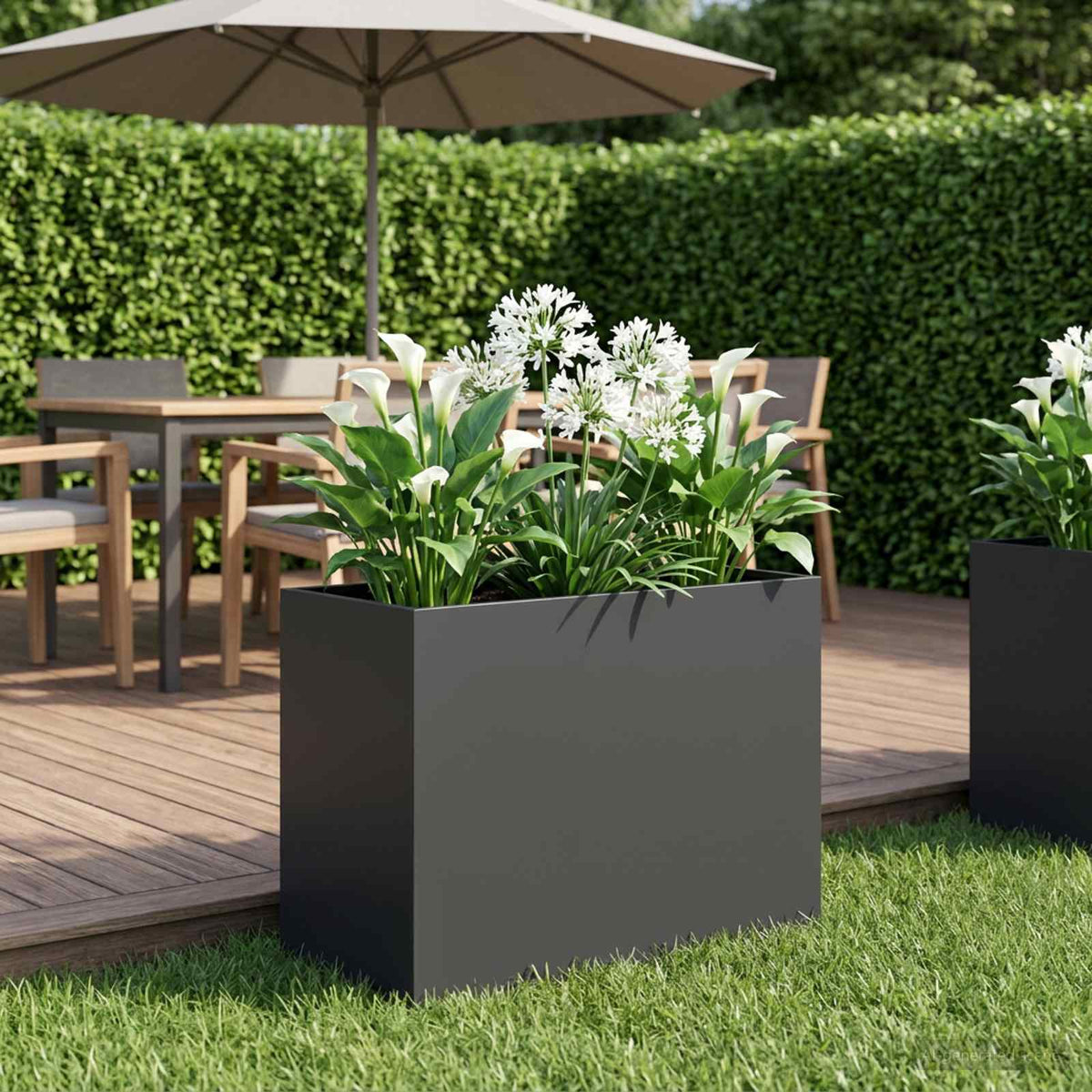 Macetero De Jardín Negro 60 X 30 X 40 Cm Acero Laminado En Frío_1