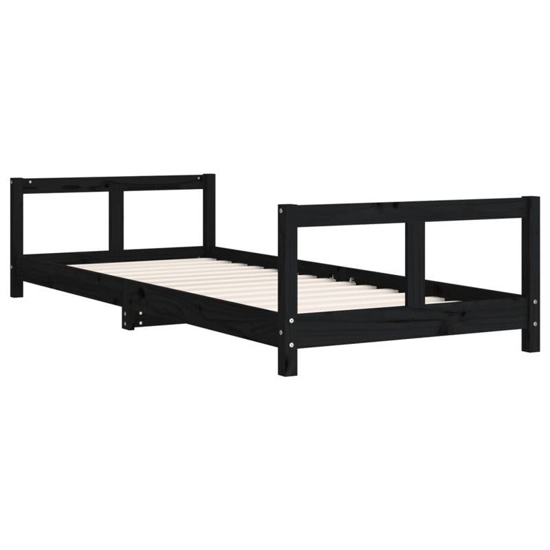 Vidaxl Estructura De Cama Para Niños Madera De Pino Negro 80x200 Cm_5