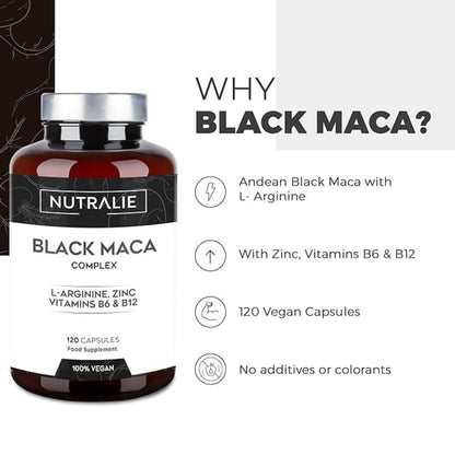 Nutralie Complexo de Maca Preta Andina + Vitaminas B6 + B12, 120 Cápsulas