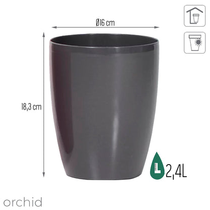 Maceta Coubi Orchid 2,4l., Dimensiones (mm) 160x160x183, Color Grafito