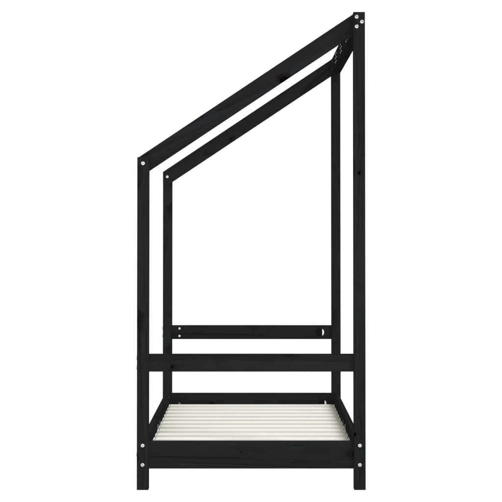 Estructura De Cama Para Niños Madera De Pino Negro 70x140 Cm / Vetonek_3