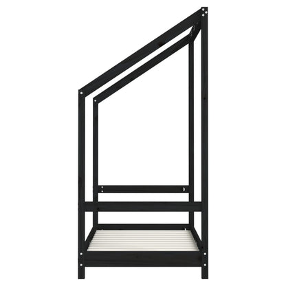 Estructura De Cama Para Niños Madera De Pino Negro 70x140 Cm / Vetonek_3
