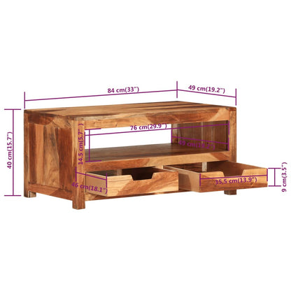 Mesa De Centro De Madera Maciza De Acacia 84x49x40 Cm_3
