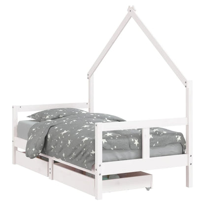 Vidaxl Estructura Cama Infantil Y Cajones Madera Pino Blanco 80x160 Cm_0