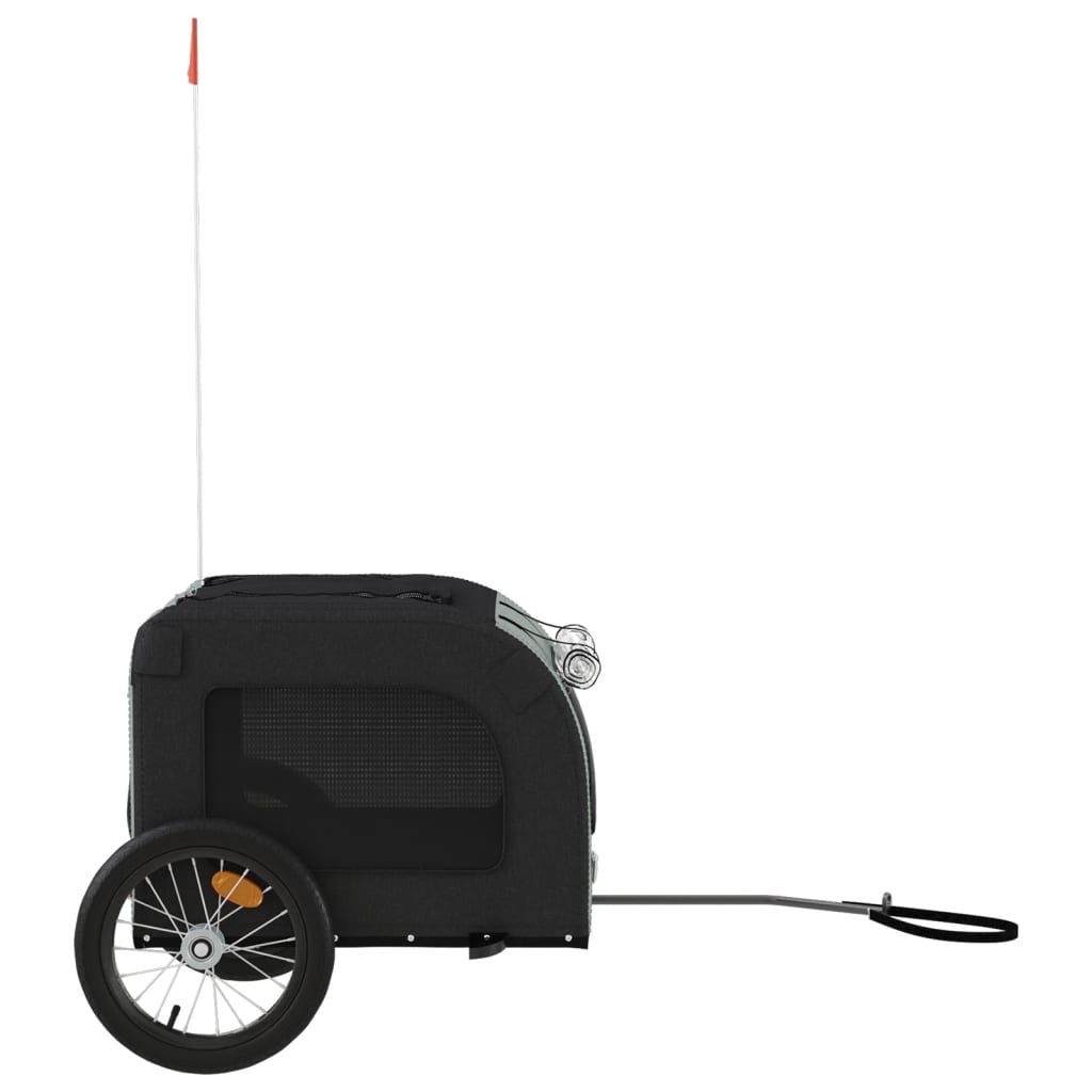 Remolque Bicicleta Para Mascotas Hierro Tela Oxford Negro Gris_5