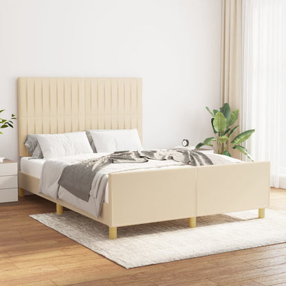 Estructura De Cama Con Cabecero De Tela Color Crema 140x200 Cm / Vetonek_3