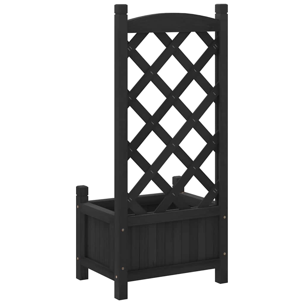 Jardinera Con Enrejado Negro 40x30x90 Cm Madera Maciza De Abeto_5