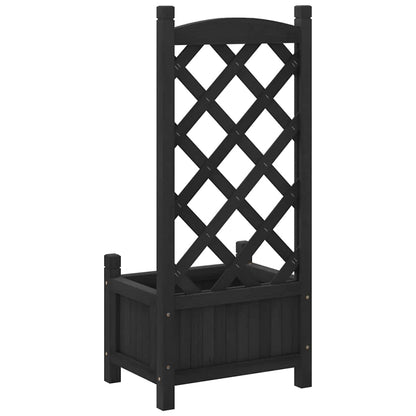 Jardinera Con Enrejado Negro 40x30x90 Cm Madera Maciza De Abeto_5