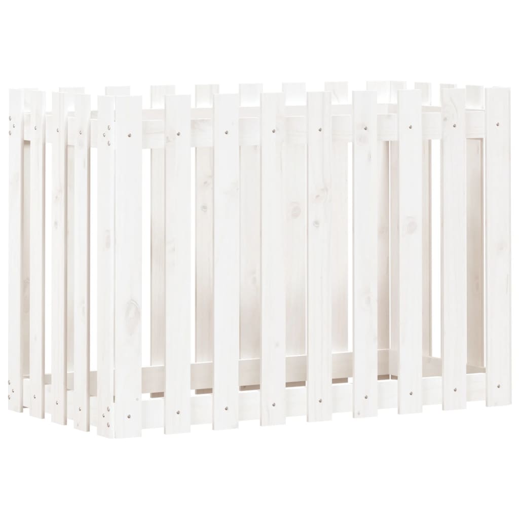 Arriate Elevado Jardín Con Valla Madera Pino Blanco 100x50x70cm_3