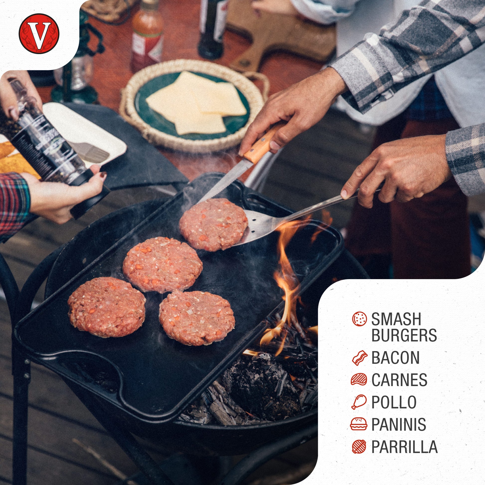 Victoria Prensa Hamburguesas Smash Burger Hierro Fundido Curado 16,5cm Aplastador Carne Para Barbacoa, 34641, Negro_2