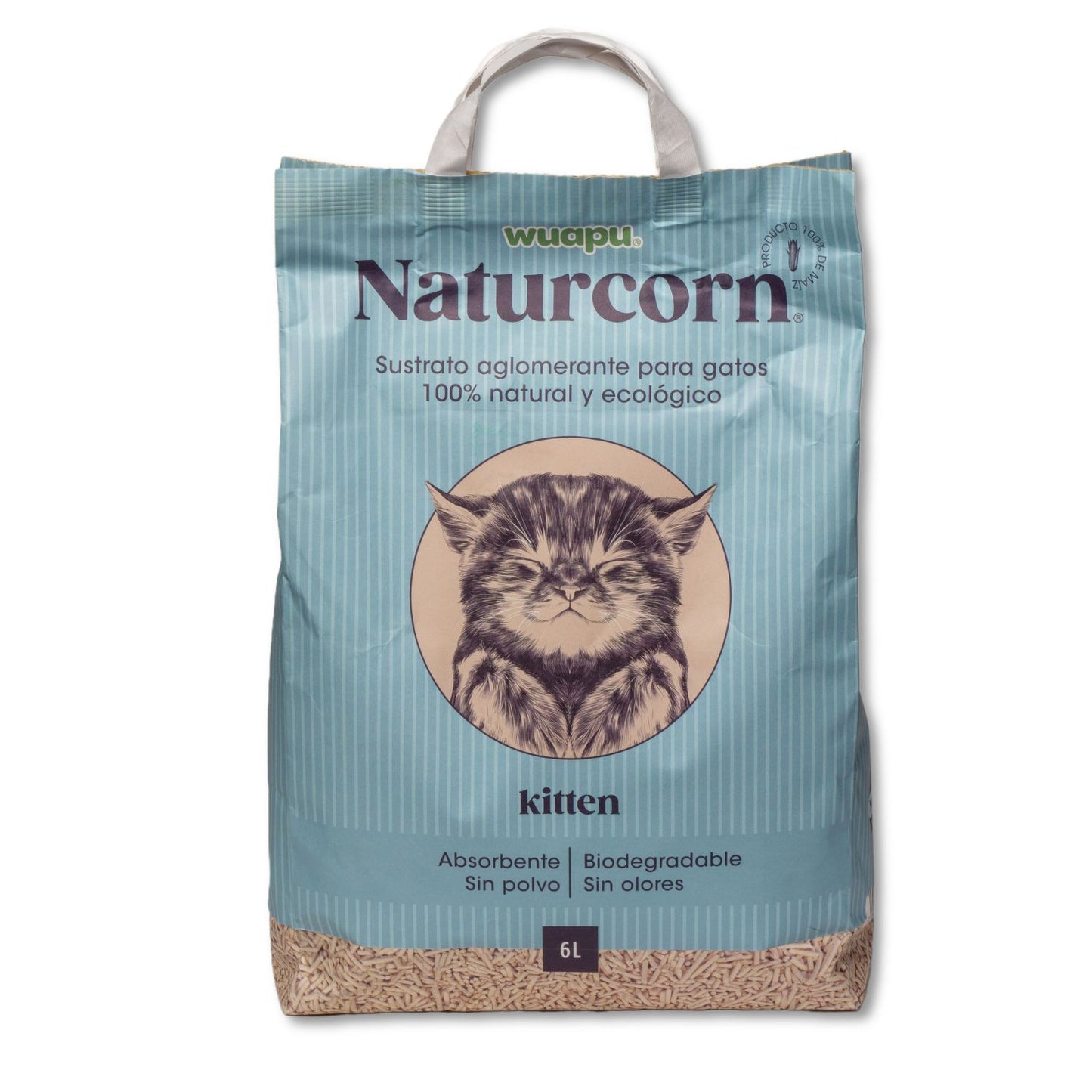 Sustrato Absorbente Wuapu Naturcorn Kitty En Mini Pelet Biodegradable Para Gato 1 U 6l_0