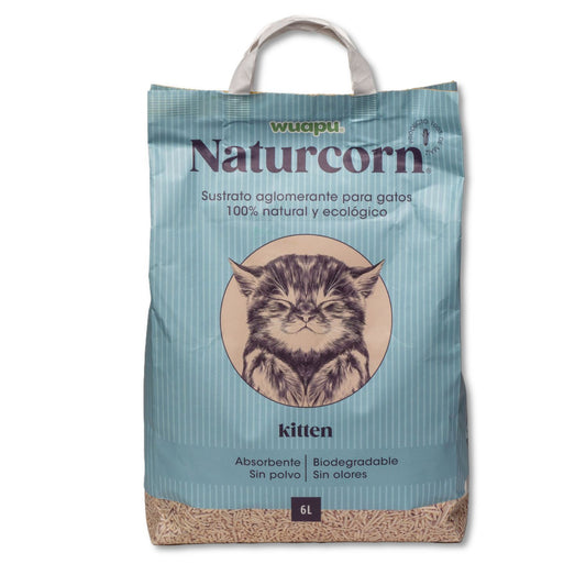 Sustrato Absorbente Wuapu Naturcorn Kitty En Mini Pelet Biodegradable Para Gato 1 U 6l_0