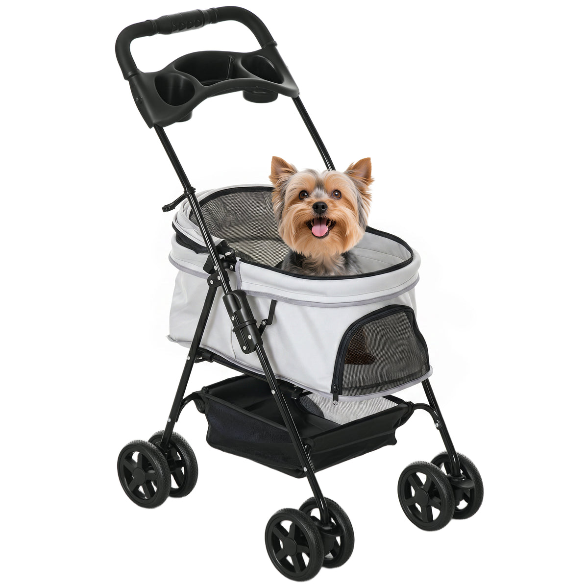 Pawhut Cochecito Para Perros Plegable Con Ruedas Universales 67x45x96 Cm Gris_0
