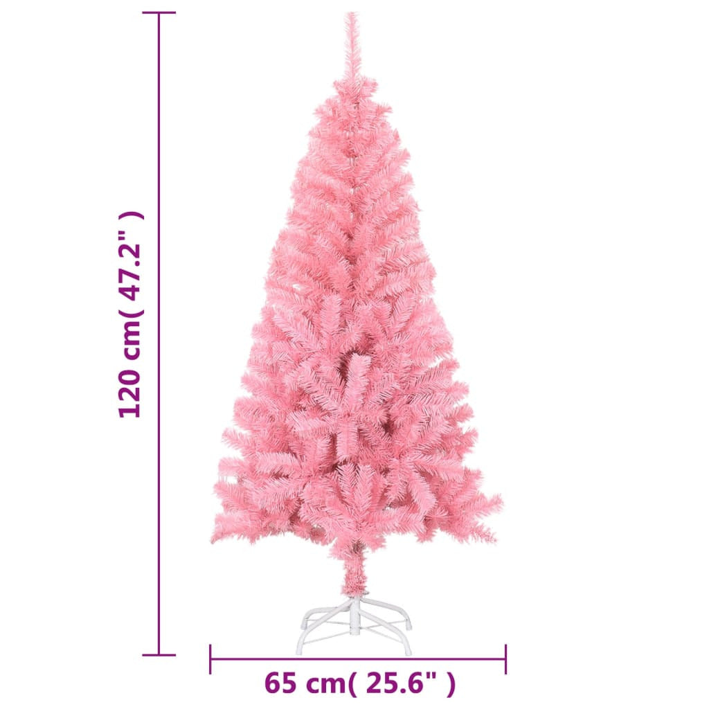 Vidaxl Árbol De Navidad Artificial Con Soporte Pvc Rosa 120 Cm_2
