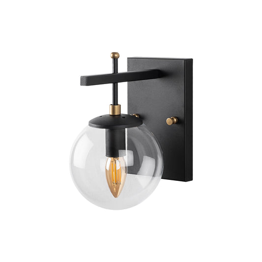 Aplique De Pared Pantalla Transparente, Metal , Negro, 15x20x15, Casquillo E14 Max 40 W_0