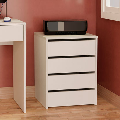 Cajonera Armario 4 Cajones, Cómoda Dormitorio 63,5 (alto) X46 (ancho) X45 (fondo) Cm Sinfonier, Briebe, Clarity, Blanco_1