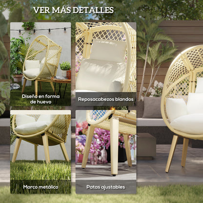 Outsunny Silla De Ratán En Forma De Huevo Con Reposacabezas 88x85x143cm Natural_5